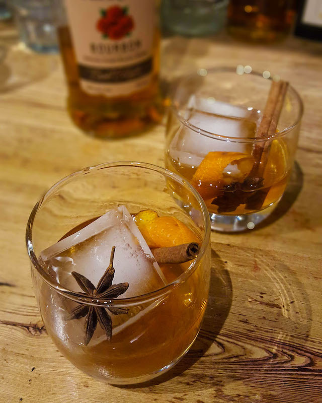 Indian inspired old fashioned cocktail